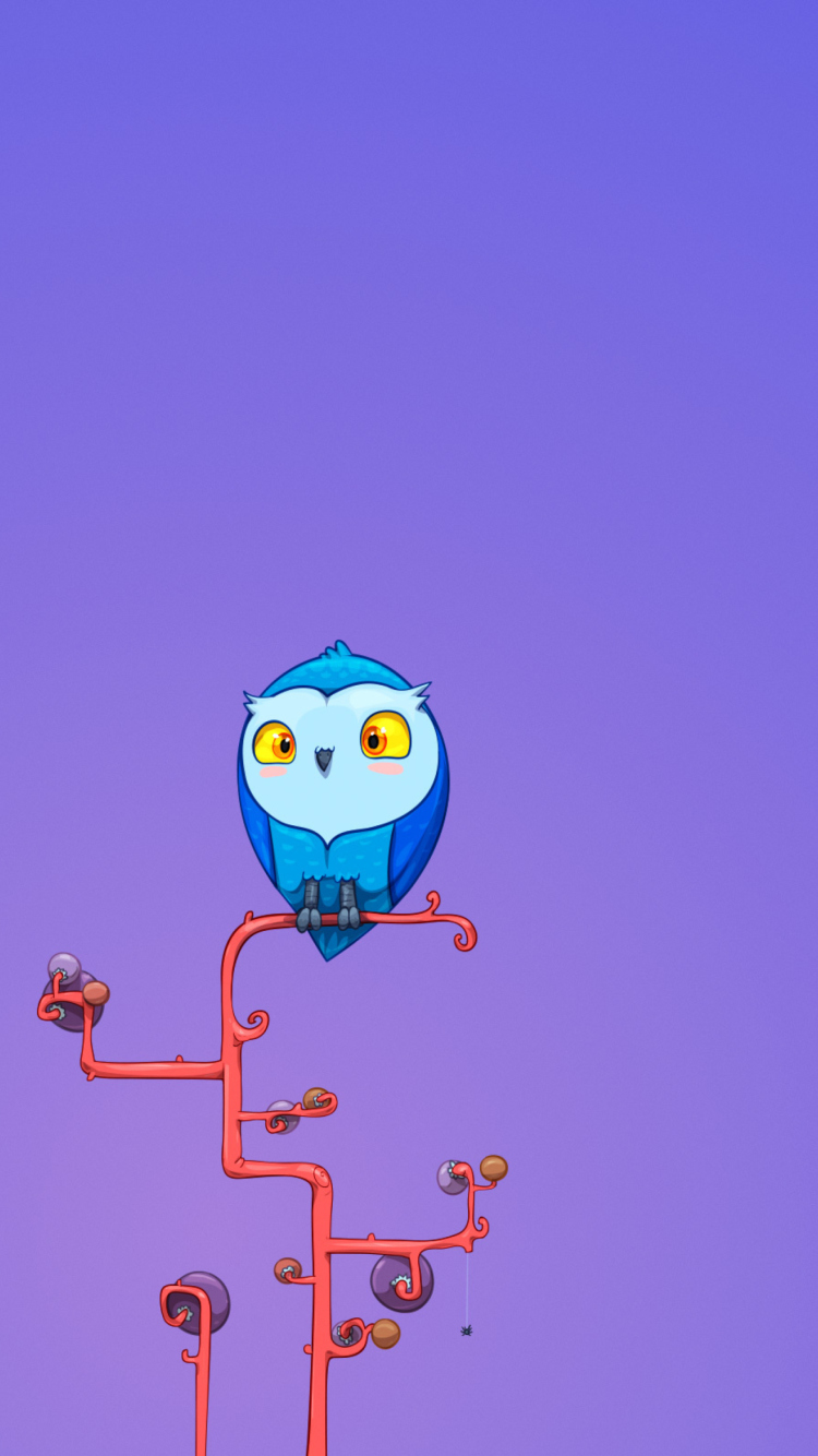 Обои Cute Blue Owl 750x1334