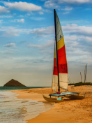 Screenshot №1 pro téma Boat On Oahu Beach Hawaii 132x176