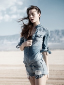 Brunette Model In Jeans Shirt wallpaper 132x176