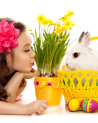 Girl and Rabbit sfondi gratuiti per 640x1136
