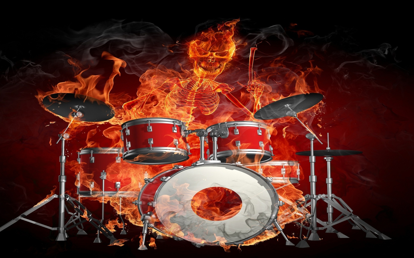 Screenshot №1 pro téma Skeleton on Drums 1440x900
