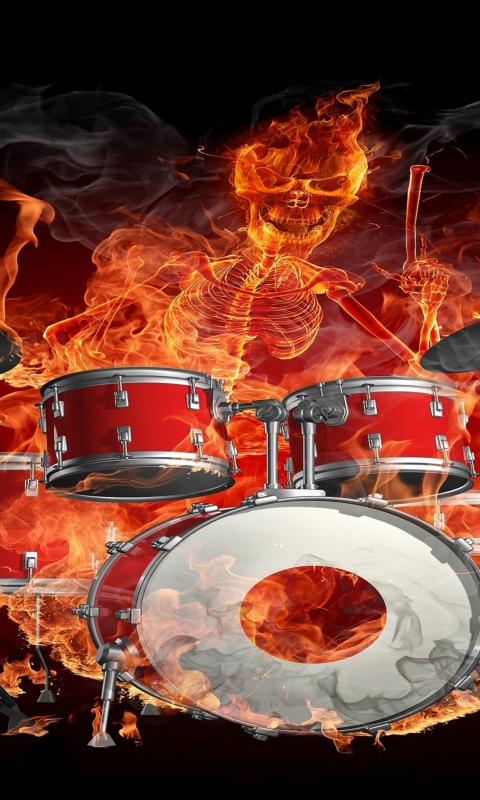 Обои Skeleton on Drums 480x800