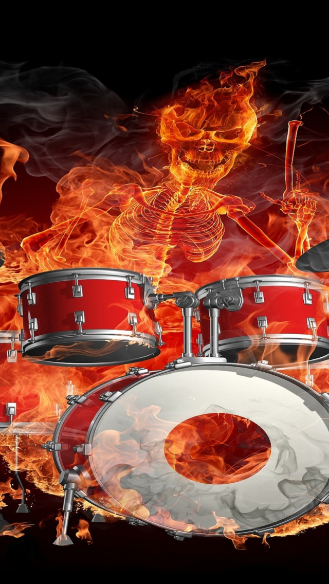 Обои Skeleton on Drums 640x1136