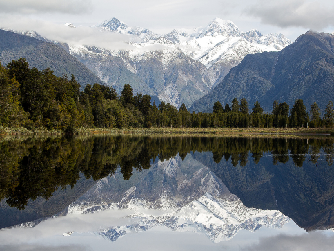 Screenshot №1 pro téma Lake Matheson on West Coast in New Zealand 1152x864