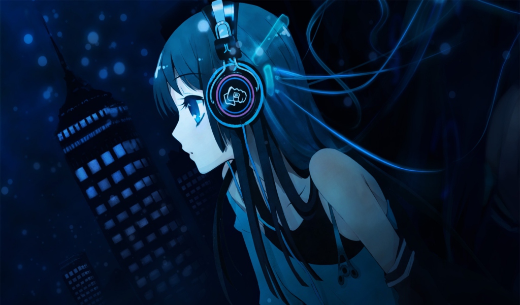 Anime Girl With Headphones screenshot #1 1024x600