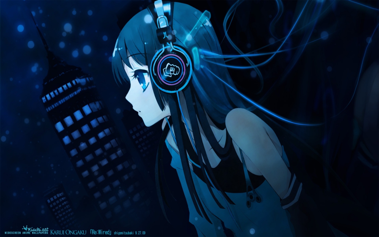 Das Anime Girl With Headphones Wallpaper 1280x800