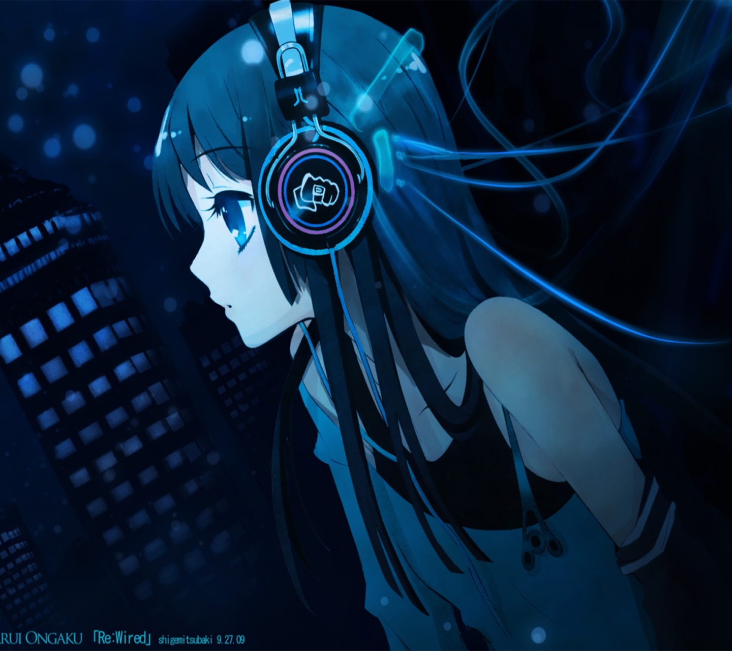 Fondo de pantalla Anime Girl With Headphones 1440x1280