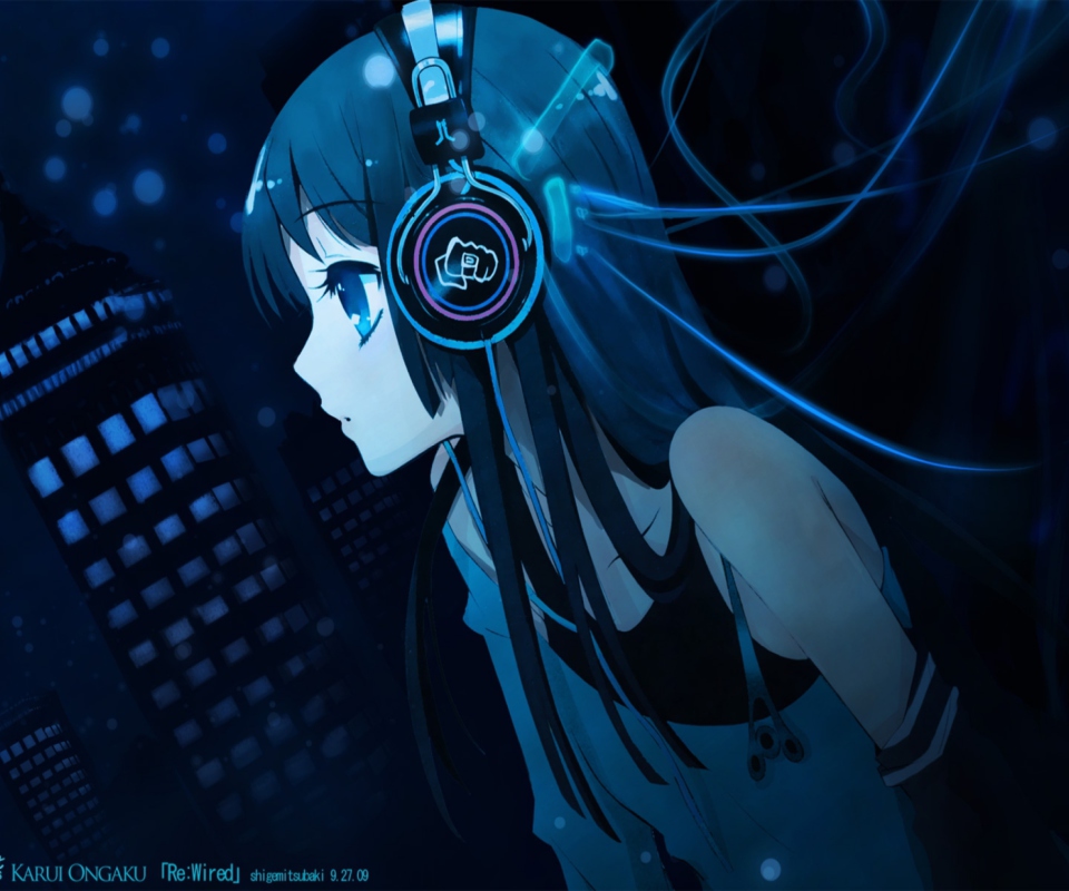 Fondo de pantalla Anime Girl With Headphones 960x800