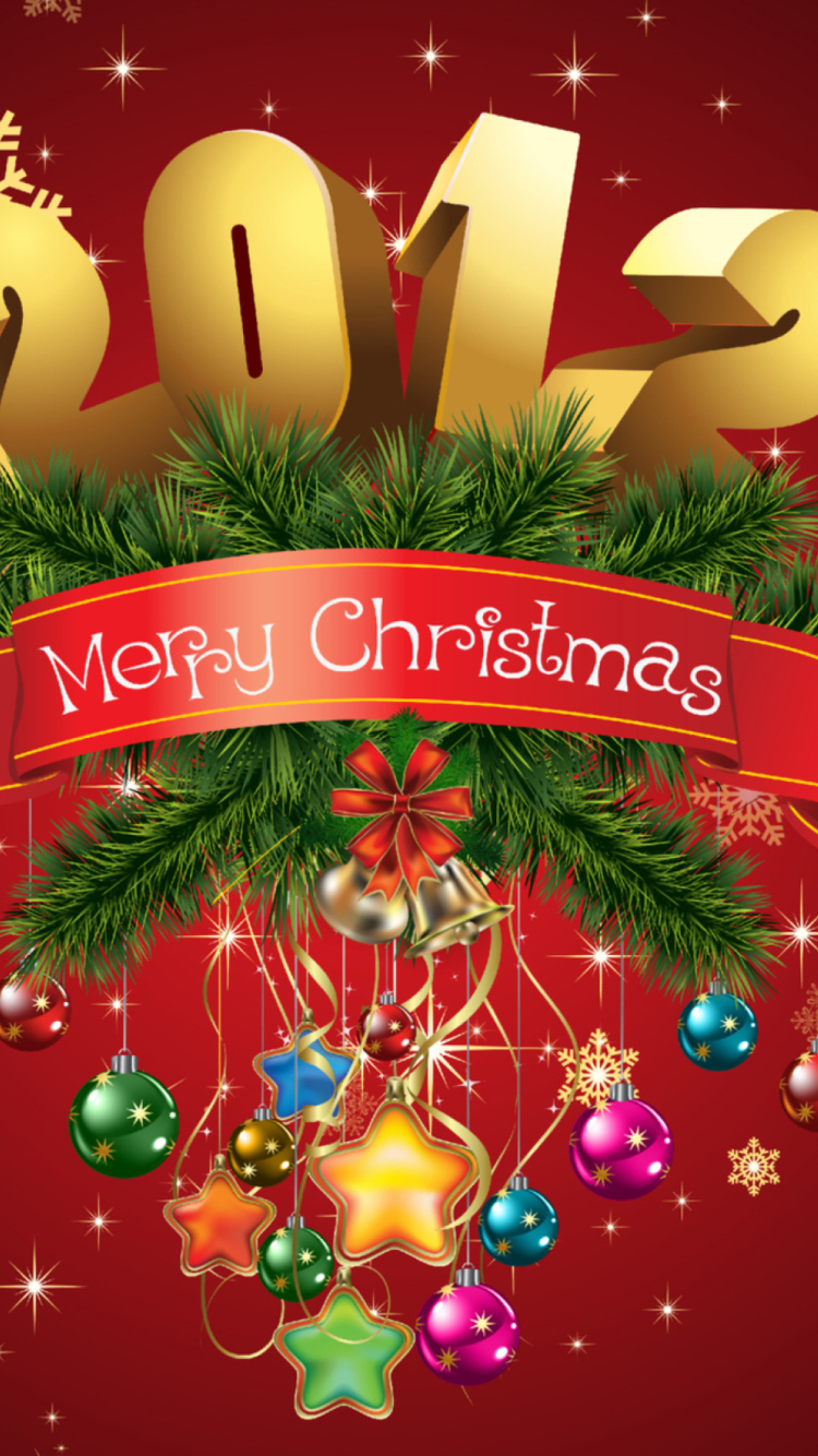 New Year And Merry Christmas wallpaper 750x1334