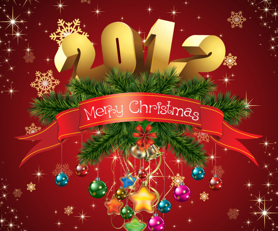 Das New Year And Merry Christmas Wallpaper 960x800
