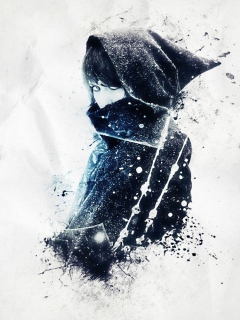 Screenshot №1 pro téma Girl In Black Hood 240x320