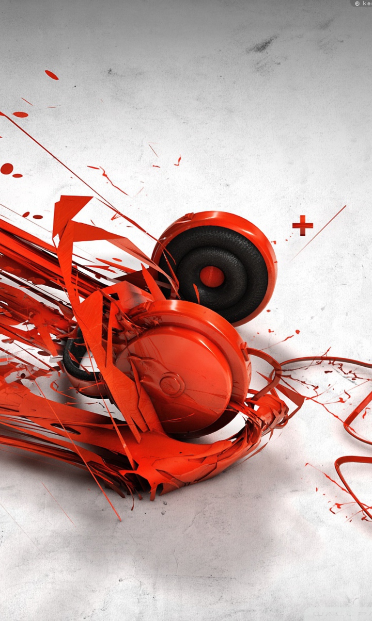 Fondo de pantalla Red Headphones Art 768x1280