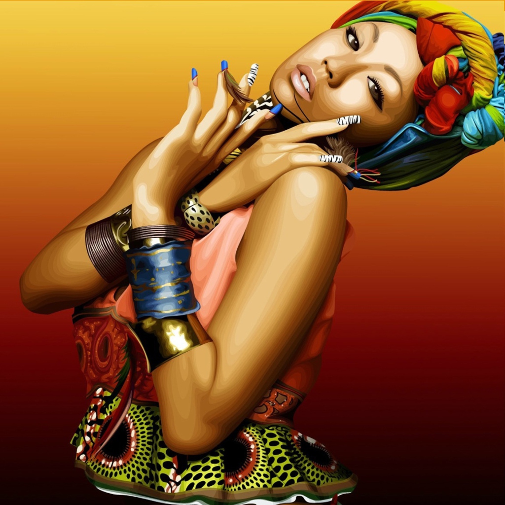 Fondo de pantalla African Style Girl Painting 1024x1024
