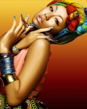 African Style Girl Painting wallpaper 128x160
