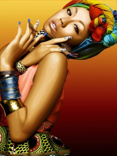 Screenshot №1 pro téma African Style Girl Painting 240x320