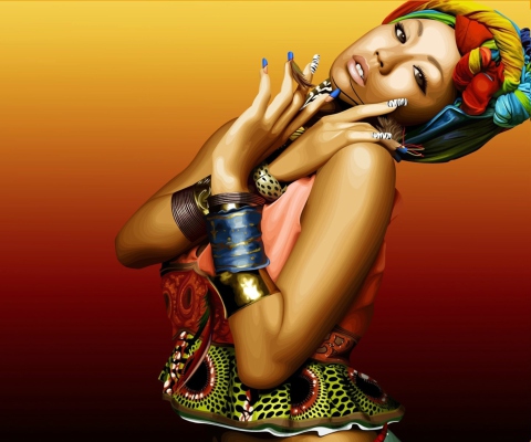 Screenshot №1 pro téma African Style Girl Painting 480x400