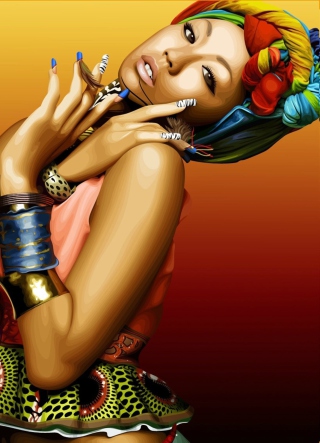 African Style Girl Painting - Obrázkek zdarma pro 640x960