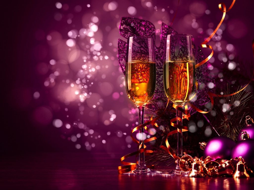 Das New Year's Champagne Wallpaper 1024x768