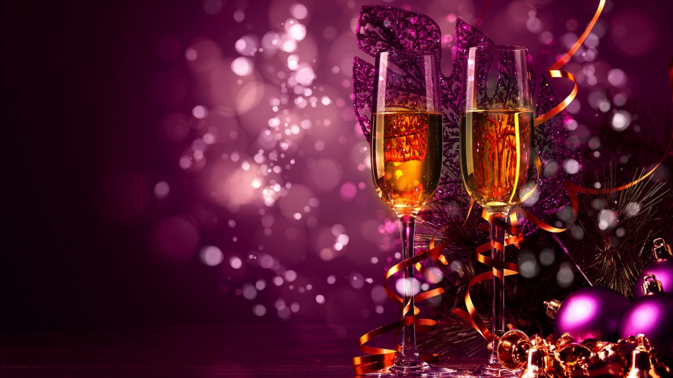 Screenshot №1 pro téma New Year's Champagne 1366x768