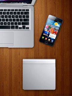 Обои Apple Gadgets, MacBook Air, iPad, Samsung Galaxy 240x320