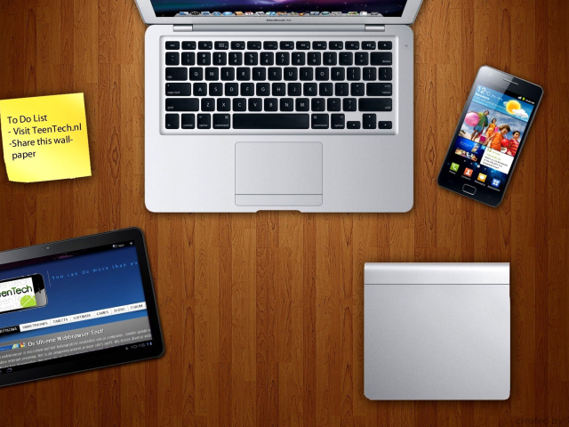Das Apple Gadgets, MacBook Air, iPad, Samsung Galaxy Wallpaper 640x480