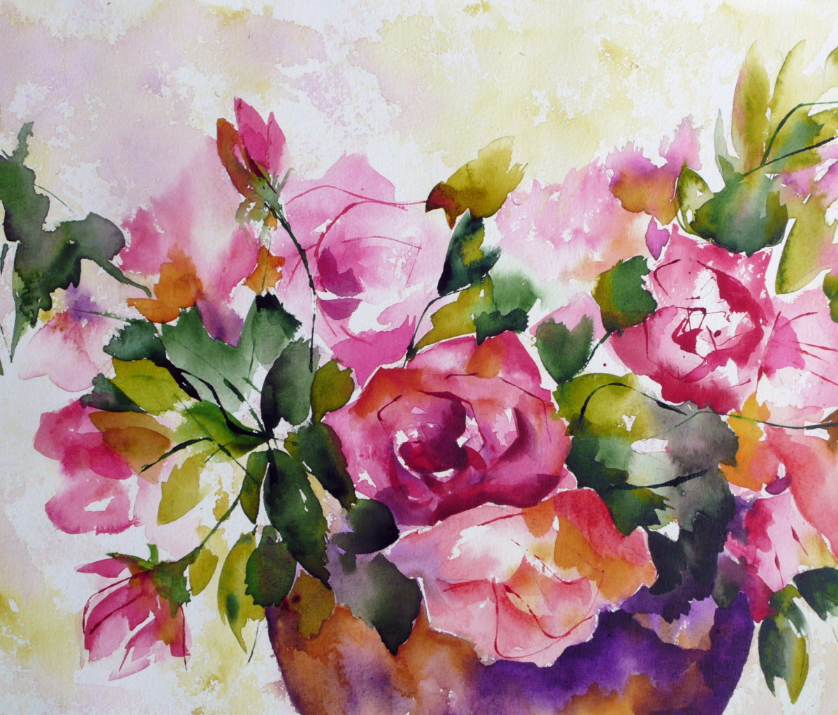 Sfondi Watercolor Flowers 1200x1024