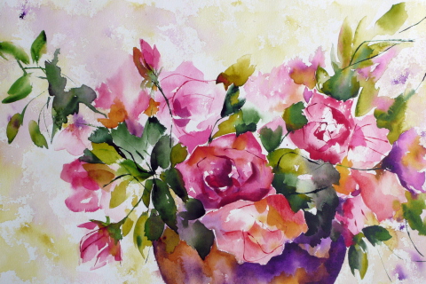 Обои Watercolor Flowers 480x320