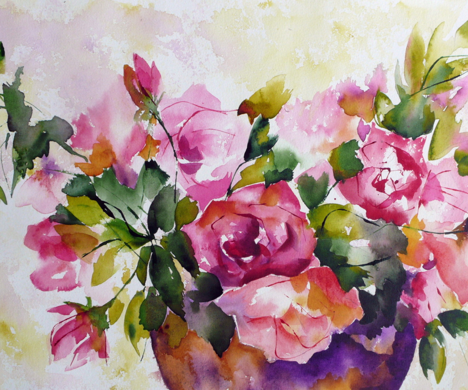 Screenshot №1 pro téma Watercolor Flowers 960x800