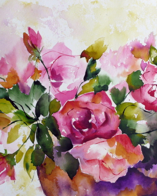 Watercolor Flowers - Obrázkek zdarma pro Nokia Asha 300