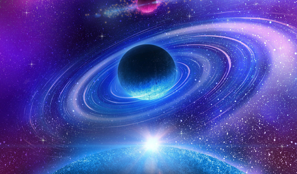 Fondo de pantalla Planet with rings 1024x600