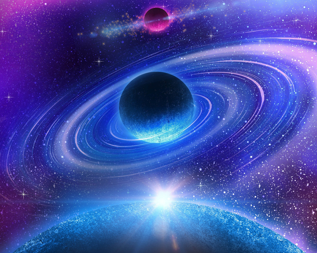 Planet with rings wallpaper 1280x1024