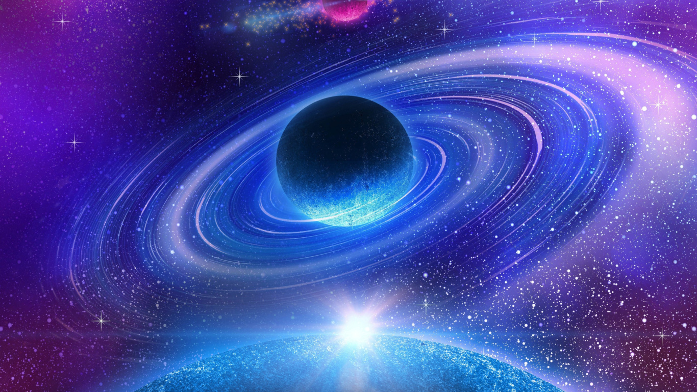 Screenshot №1 pro téma Planet with rings 1366x768