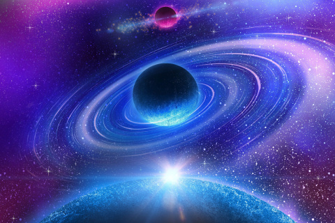 Planet with rings wallpaper 480x320