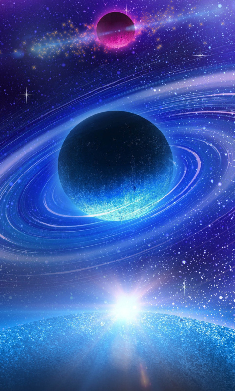 Das Planet with rings Wallpaper 480x800