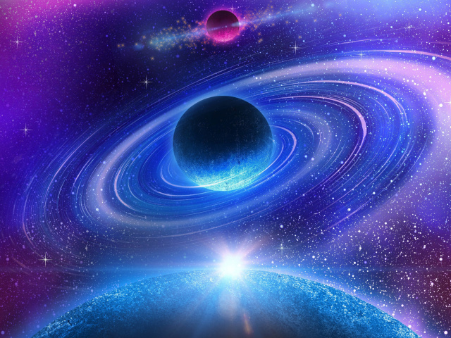 Planet with rings wallpaper 640x480