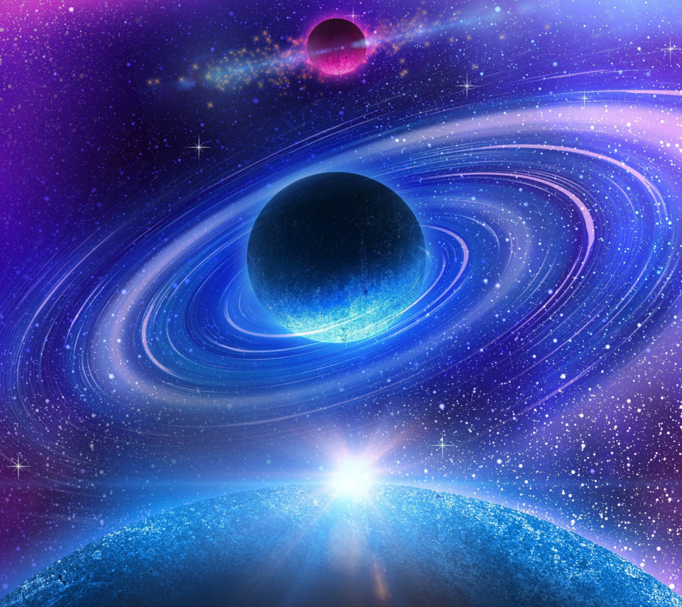 Planet with rings wallpaper 960x854