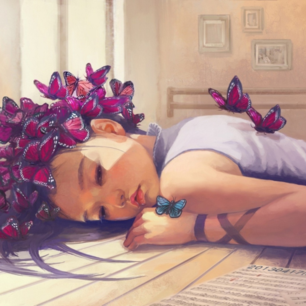 Fondo de pantalla Butterfly Girl Painting 1024x1024