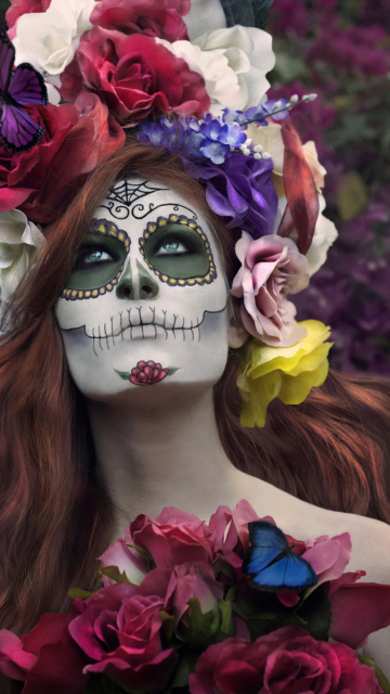 Mexican Day Of The Dead Face Art wallpaper 360x640