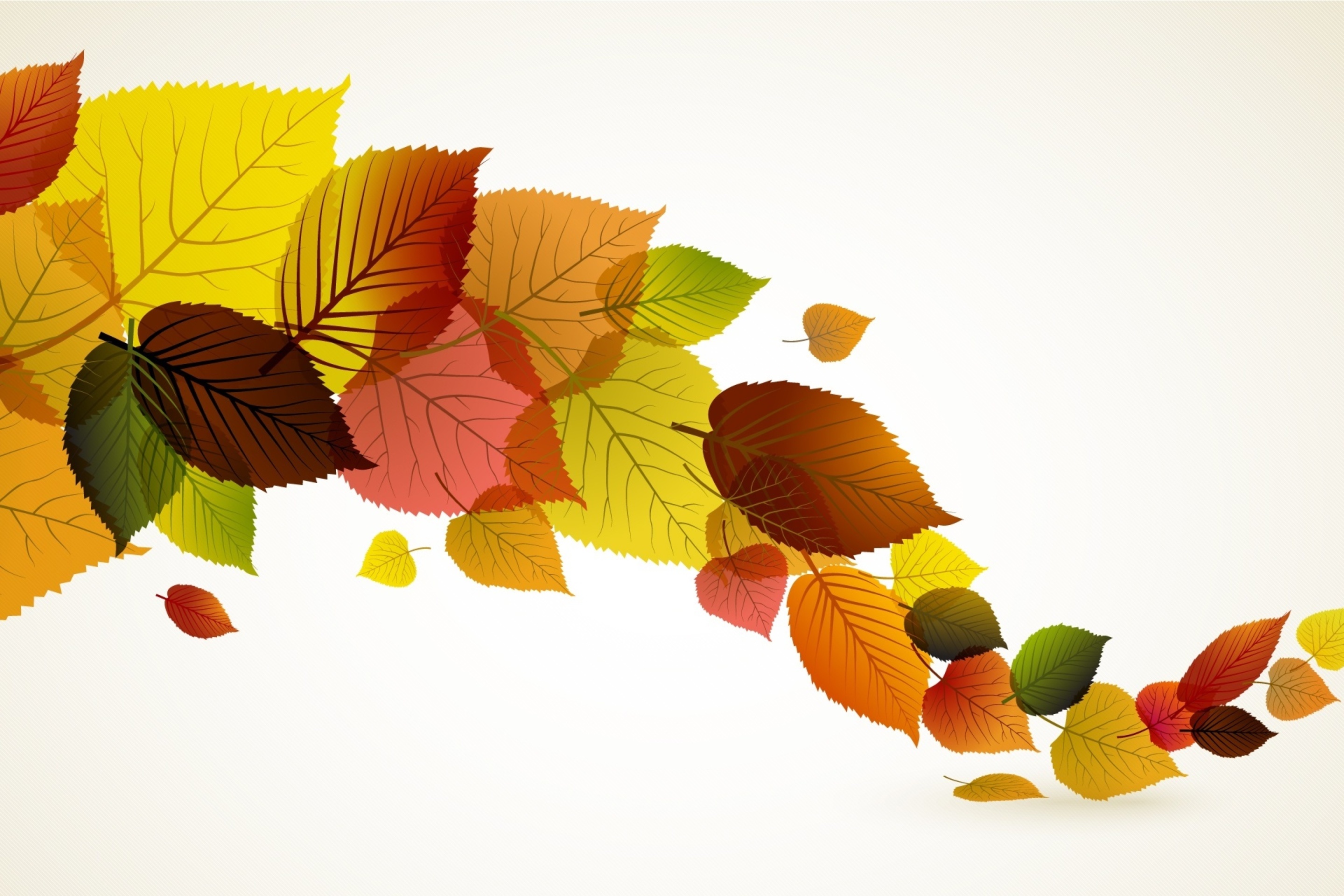 Das Drawn autumn leaves Wallpaper 2880x1920