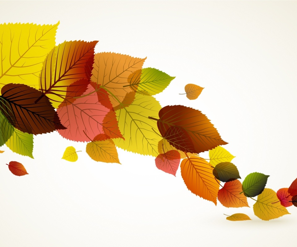 Das Drawn autumn leaves Wallpaper 960x800