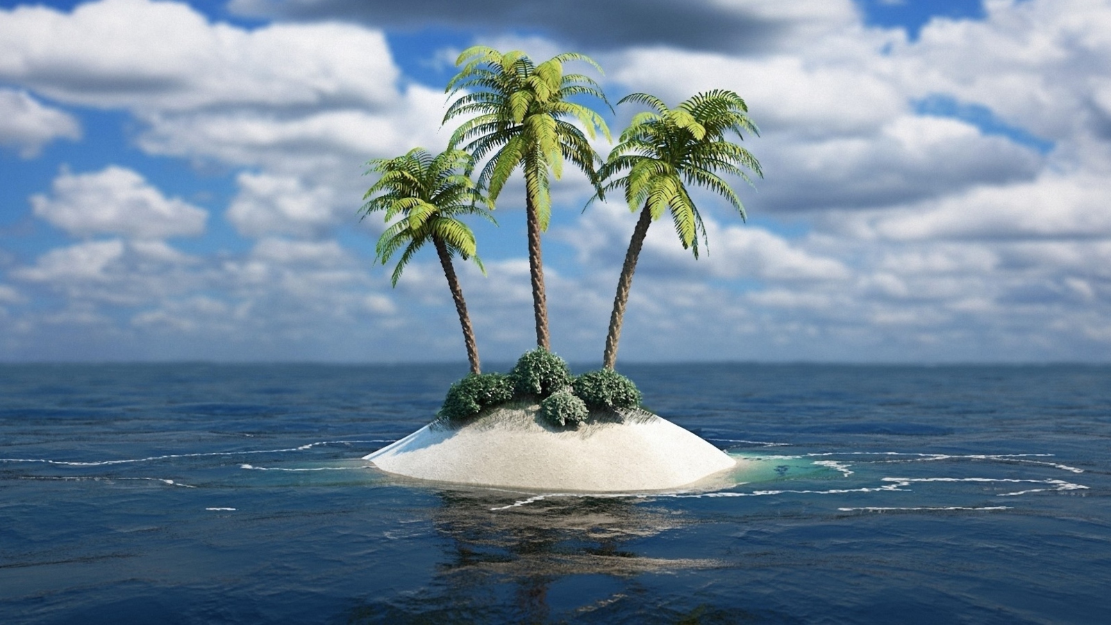 Das 3D Palm Tree Island Wallpaper 1600x900