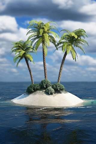 Fondo de pantalla 3D Palm Tree Island 320x480