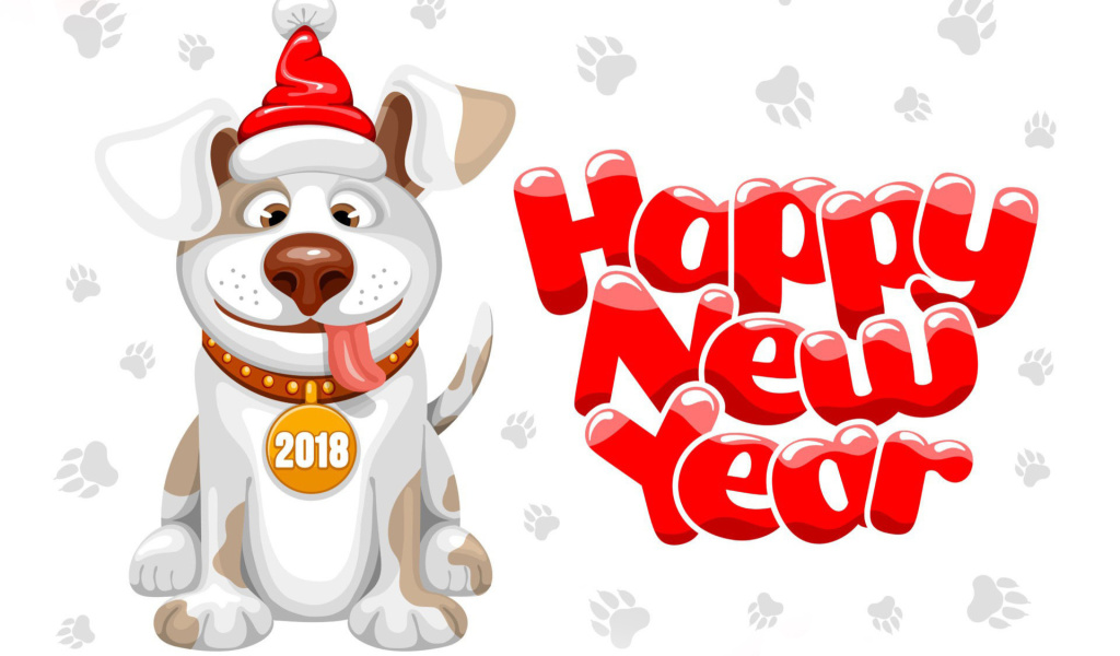 Das New Year Dog 2018 Wallpaper 1024x600