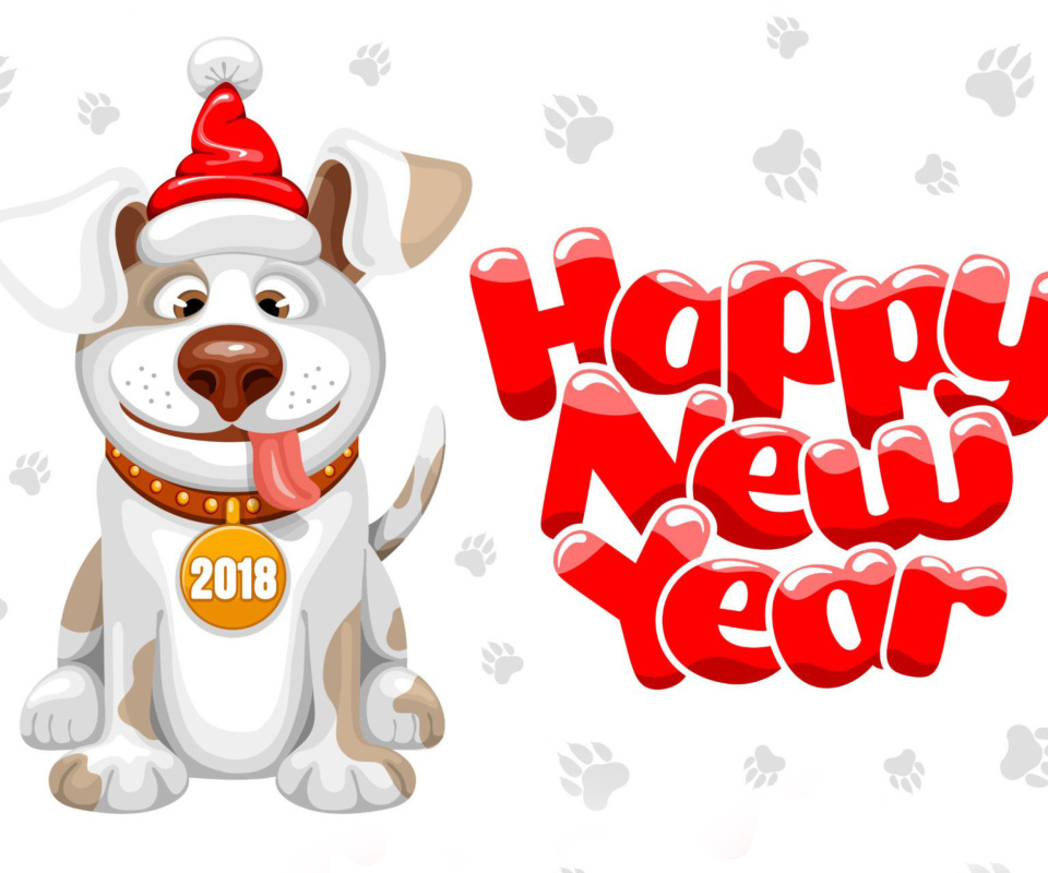 Fondo de pantalla New Year Dog 2018 960x800