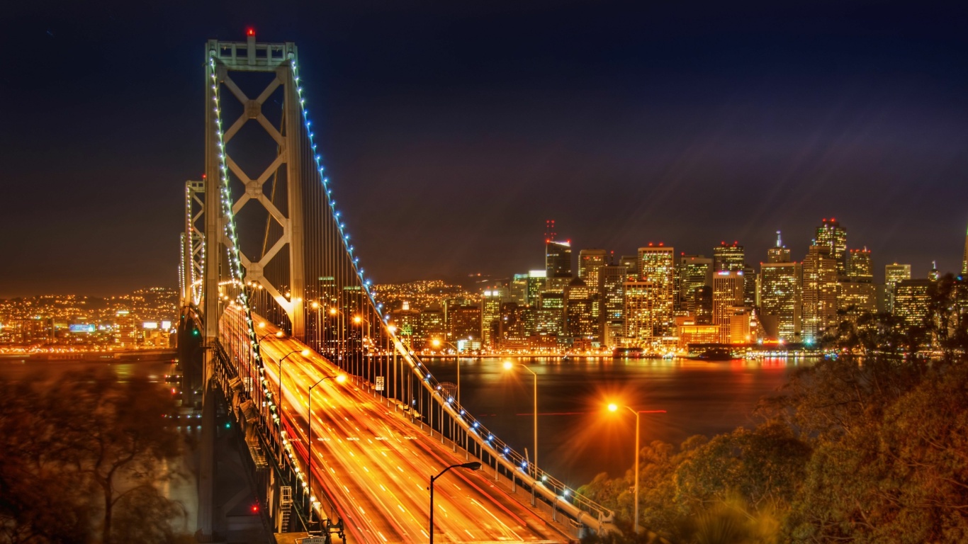 Das San Francisco Oakland Bay Bridge Wallpaper 1366x768