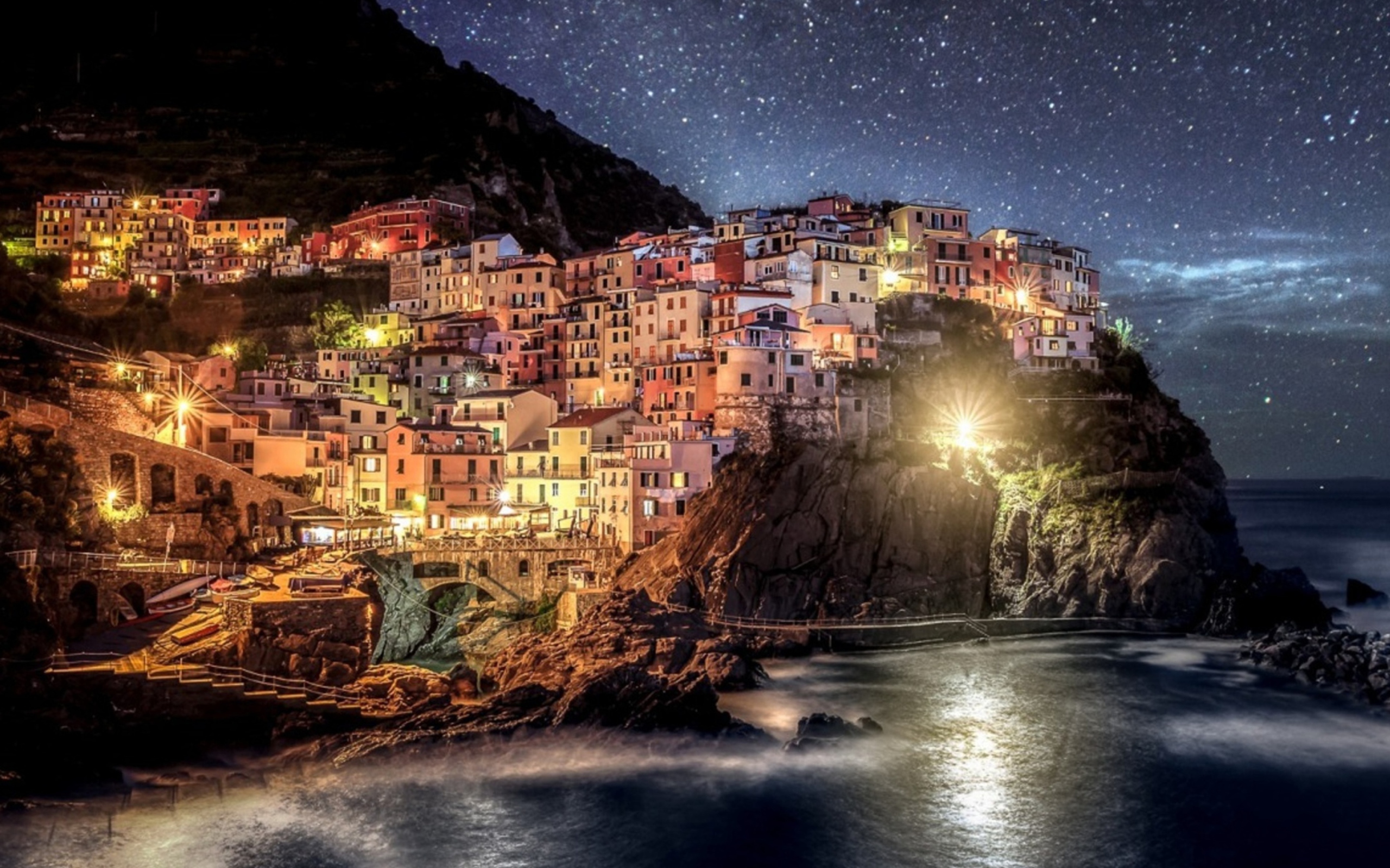 Das Night Italy Coast Wallpaper 2560x1600