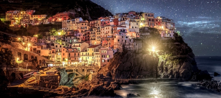 Night Italy Coast wallpaper 720x320