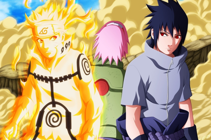 Uzumaki Naruto shippuden with Uchiha Sasuke wallpaper