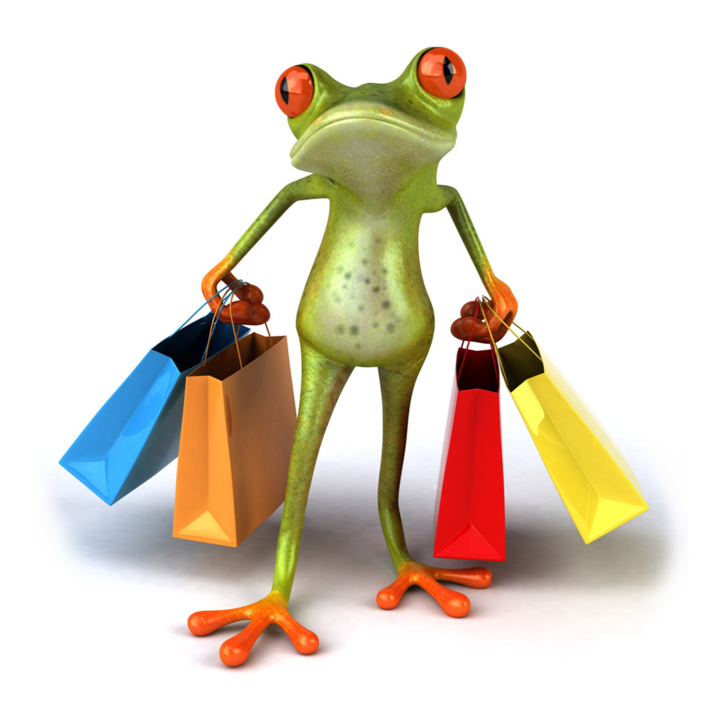 Fondo de pantalla 3D Frog Shopping 1024x1024