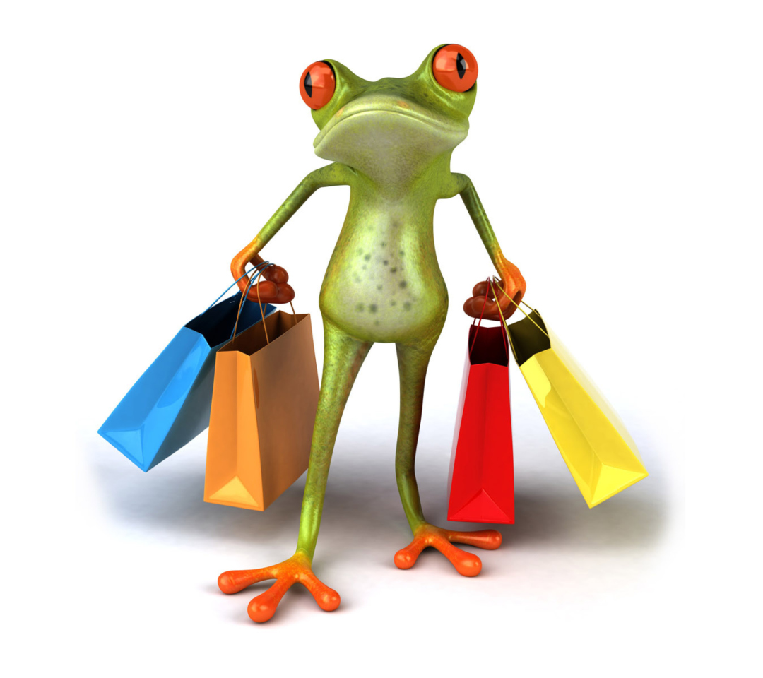 Das 3D Frog Shopping Wallpaper 1080x960